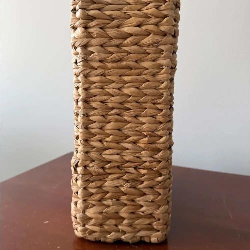 Vintage Woven Seagrass File Organizer Basket Boho Office Desktop Storage